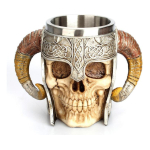 Taza Jarra Calavera Nórdica Medieval Cerveza Café Té Vikinga - Imagen 4