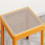 Taburete Banco Banqueta De Plastico Y Rattan Apilable - Imagen 6