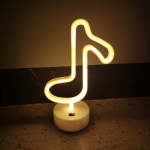 Lámpara Led Escritorio Estilo Neón Moderna Decorativa Retro Estructura Blanco Pantalla Nota Musical Blanco - Imagen 2