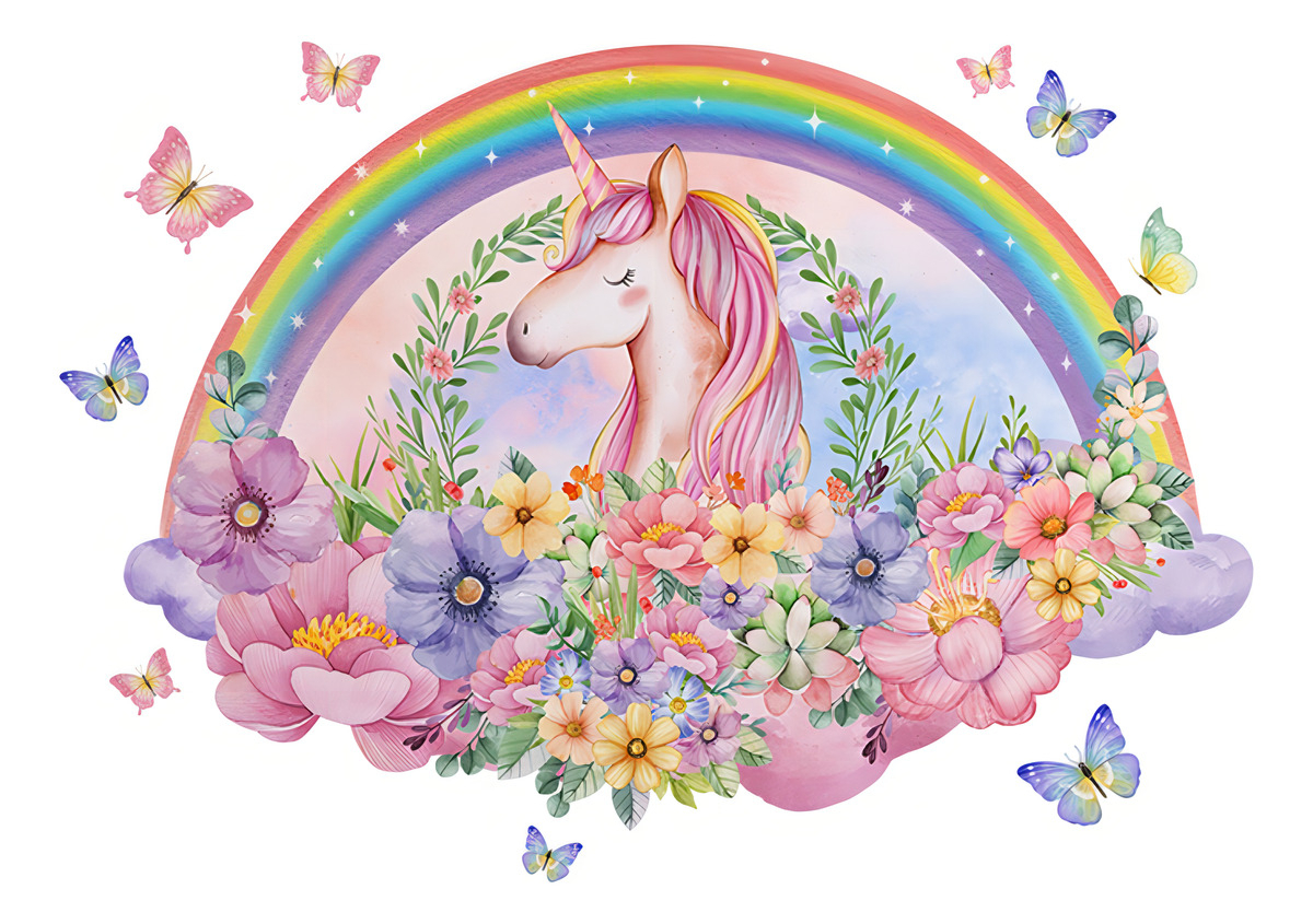 D_898119-MLA100085064035_122025-F.jpg Vinilo Pared Adhesivo Unicornio Arcoiris Decoracion - Imagen 1