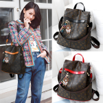 Bolso Mochila Antirrobo Gran Capacidad En Pu Estampado Color Negro - Imagen 3