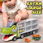 Juguete Niños Dino Camión Rampa 10 Autos 12 Dinosaurios Color Verde Personaje Dinosaurio - Imagen 6