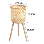 Porta Macetas Deco Estilo Boho Fabricado En Bambu - Grande - Imagen 2