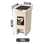 Papelera Cocina Y Baño Cesto Tacho De Basura Doble Tapa 10 L Color Beige - Imagen 4