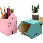 Portalapices Organizador De Madera Para Escritorio Casitas - Imagen 11