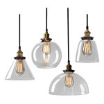 Lampara Colgante De Techo Con Pantallas De Vidrio Elegante Estructura Negro - Imagen 2