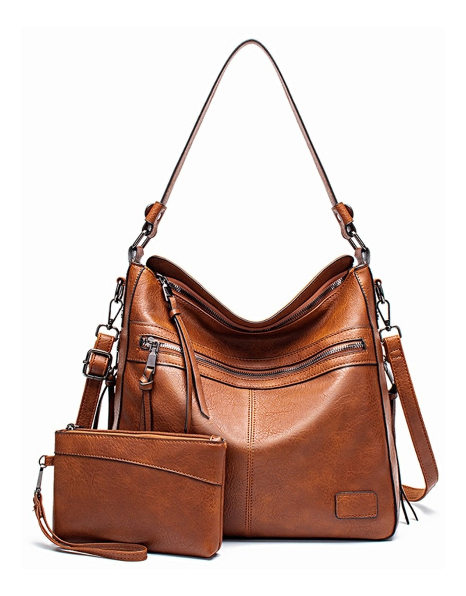 D_914705-MLU50431976836_062022-F.jpg Bolso Cartera En Pu Gran Capacidad + Pouch - Retro - Imagen 1