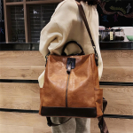 Cartera Mochila Bolso Lisa Para Dama Con Asa Color Negro - Imagen 2
