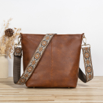 Bolso Cartera Cuero Alta Calidad Gran Capacidad Asa De Tela - Imagen 2