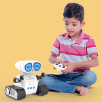 Juguete Robot Amigo A Control Remoto Ruedas Movil Ojos Led Color Blanco - Imagen 3