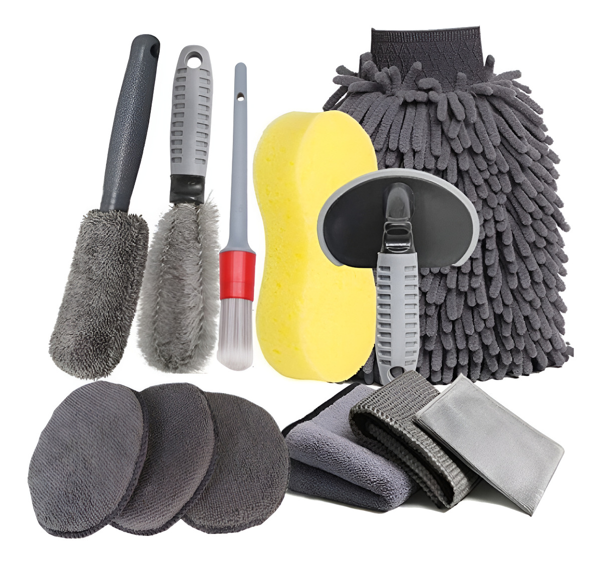 D_919383-MLU89880329429_082025-F.jpg Kit Lavado Secado Auto Paños Mic Esponja Cepillo Guante 12pc - Imagen 1