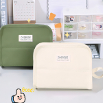 Cartuchera Escolar Gran Capacidad Estuche Bolsillos Internos Color Crema - Imagen 4