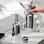 Dispensador Jabon Liquido O Cremas Para Baño Metalizado - Imagen 3