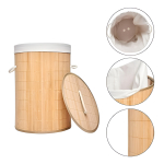 Cesto Para Ropa Sucia Gran Capacidad Bambu Con Tapa 50x35 - Imagen 4