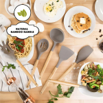 Juego 9 Piezas Utensilios Silicona + Soporte Madera Cocina - Imagen 5