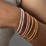 Brazalete Pulsera Acero Inoxidable Minimalista Dama - Imagen 11