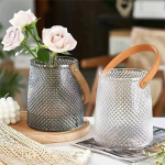 Florero De Vidrio Con Correa En Cuero Pu Grande Decoración - Imagen 3