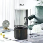 Florero Moderno En Vidrio Con Base En Madera - Chico - Imagen 6