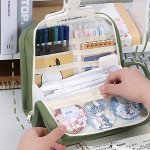 Cartuchera Escolar Gran Capacidad Estuche Bolsillos Internos Color Crema - Imagen 3