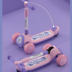 Monopatin Infantil 3en1 Plegable C/luces Y Palanca De Empuje - Imagen 2