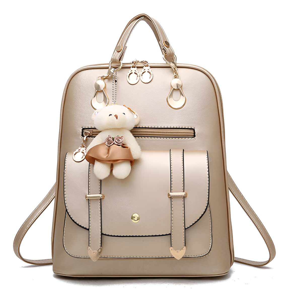 D_930927-MLU94774557009_102025-F.jpg Cartera Mochila Urbana Con Peluche Dama De Cuerina - Imagen 1