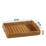 Bandeja Rattan Con Asas Rectangular Rustica Decorativa 40cm - Imagen 5