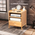 Mesa De Luz Bamboo Un Cajon Doble Estante - Imagen 3