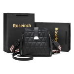 Cartera Bolso De Dama Bandolera Triángulos Moderna Diseño De La Tela Negro - Imagen 3