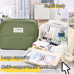 Cartuchera Escolar Gran Capacidad Estuche Bolsillos Internos Color Crema - Imagen 7