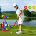 Set Juego Mini Golf Infantil Palos Pelotas Hoyos Color Azul - Imagen 4
