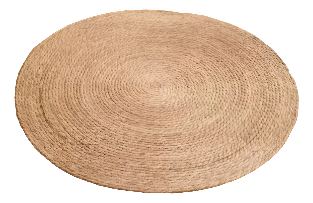 D_939405-MLA95837064835_102025-F.jpg Alfombra Redonda De Rattan Chica Sala De Estar Dormitorio Diseño De La Tela Beige - Imagen 1