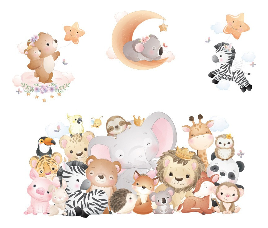 D_940313-MLU72612505682_112023-F.jpg Vinilo Infantil Decorativo De Pared Animales - Imagen 1