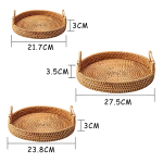 Bandeja Rattan Con Asas Circular Rustica Decorativa 24cm - Imagen 3