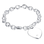 Pulsera De Plata Gruesa Con Dije Corazón Grande - Imagen 6