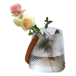 Florero De Vidrio Con Correa En Cuero Pu Grande Decoración - Imagen 5
