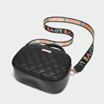 Bandolera Cartera Mano Hombro De Dama Correa Con Diseño Love Acabado De Los Herrajes Oro Color Rosa Correa De Hombro Negro Diseño De La Tela Lisa - Imagen 2