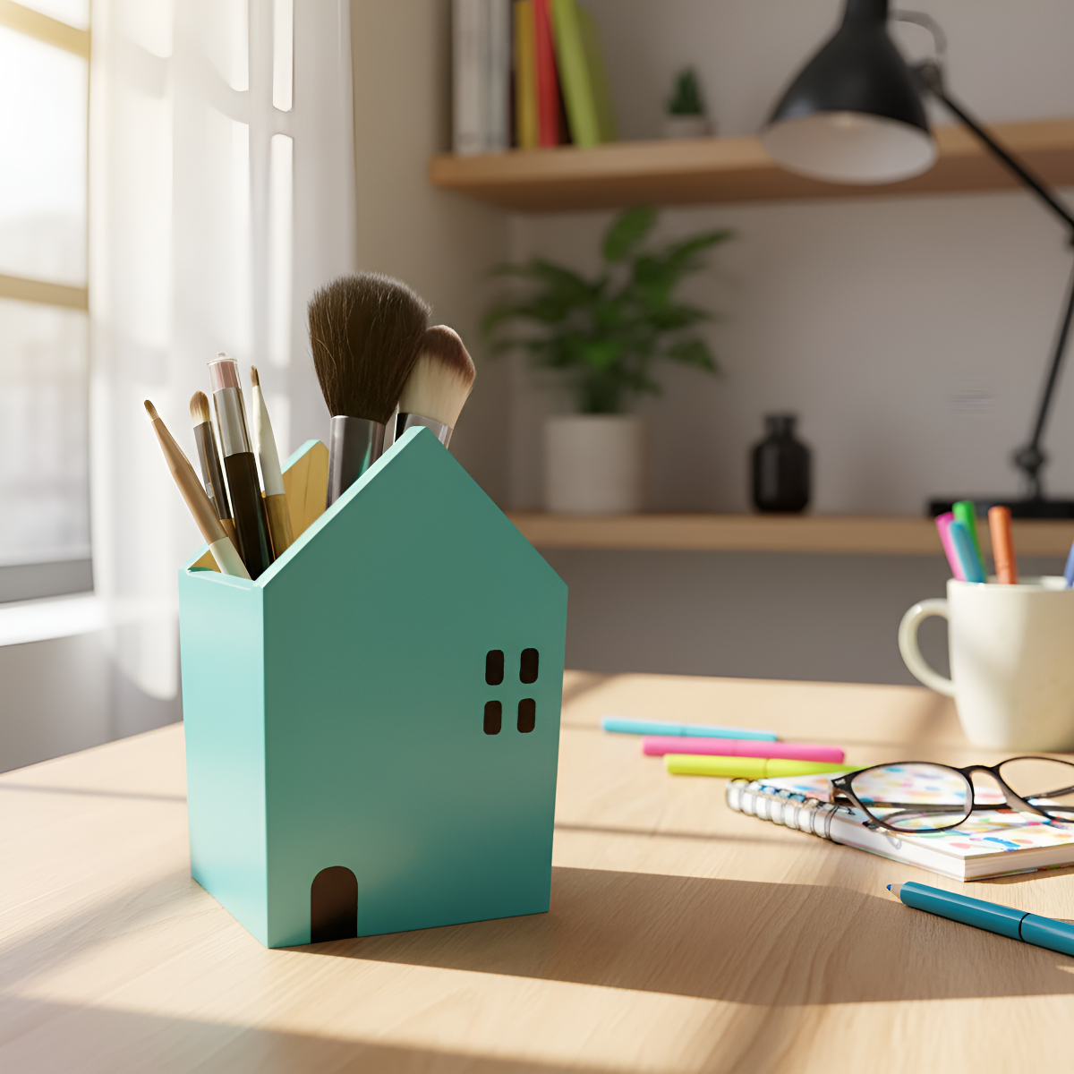 D_954560-MLU97117186115_112025-F.jpg Portalapices Organizador De Madera Para Escritorio Casitas - Imagen 1
