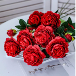 Planta Flor Artificial Peonia Decoracion Hogar 3 Flores - Imagen 4