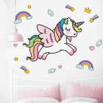 Vinilo Decorativo Infantil Unicornio Saltando Pared Sticker - Imagen 2