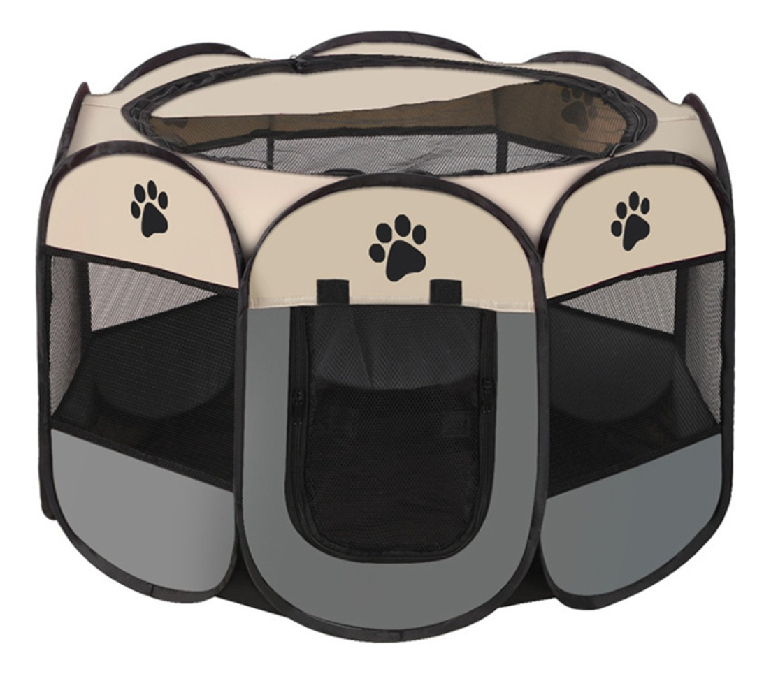D_960981-MLA90979414774_082025-F.jpg Corral Plegable Para Mascota Canil Cerco Para Perro O Gato S Color Gris - Blanco - Imagen 1