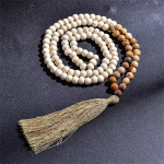 Collar De Madera Largo Tipo Japamala Bohemio Natural - Imagen 2