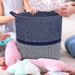 Cesto Para Ropa Sucia Gran Capacidad Algodon Navy - 42x36 - Imagen 6