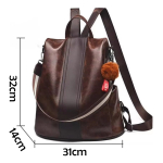 Mochila Cartera Antirrobo Mujer Sin Acceso Delantero Cuero - Imagen 5