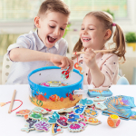 Juego De Pesca Magnetico De Madera 50 Animales Marinos - Imagen 2
