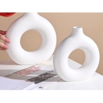 Florero Delicado Moderno Circular Ceramica Semi Liso Grande - Imagen 4