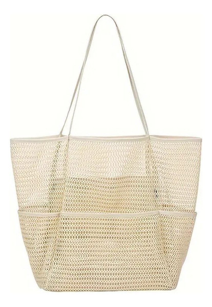 D_967826-MLU82476327484_022025-F.jpg Bolso De Malla Para Playa Grande De Mano Con 5 Bolsillos - Imagen 1