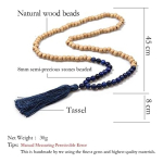 Collar De Madera Largo Tipo Japamala Bohemio Natural - Imagen 6