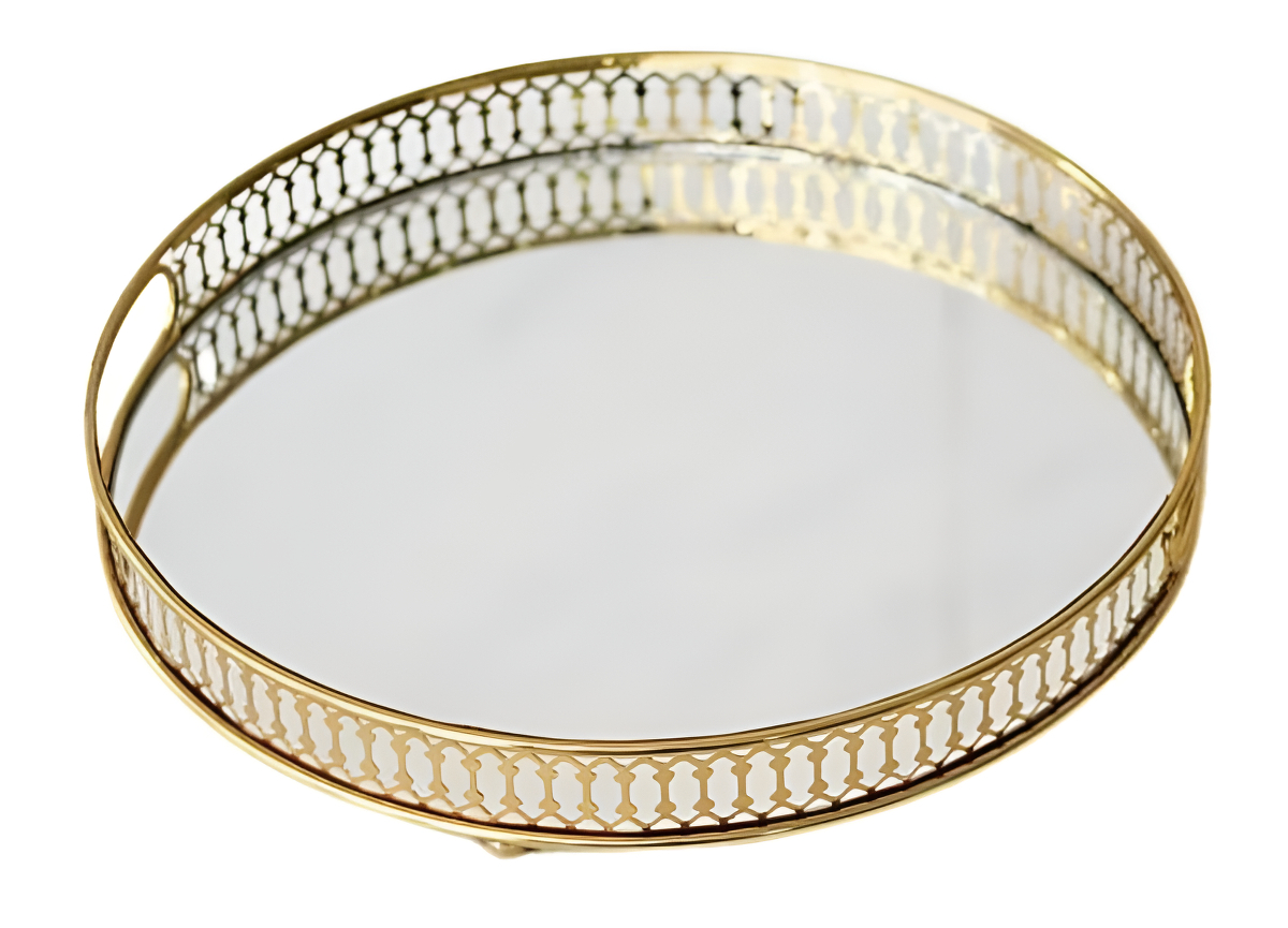 D_968800-MLA96419390587_102025-F.jpg Bandeja Circular Dorada Nórdica Espejada Decorativa Grande - Imagen 1
