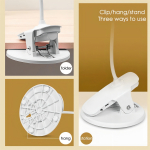 Lampara Led Con Pinza Para Escritorio Flexible Recargable Estructura Blanco Pantalla Blanco - Imagen 6