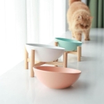 Comedero Y Bebedero Para Perros Gatos Ceramica Pie De Madera - Imagen 5